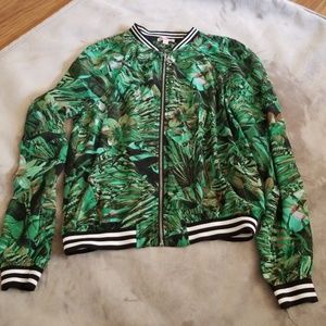 Tropical print see through jacket